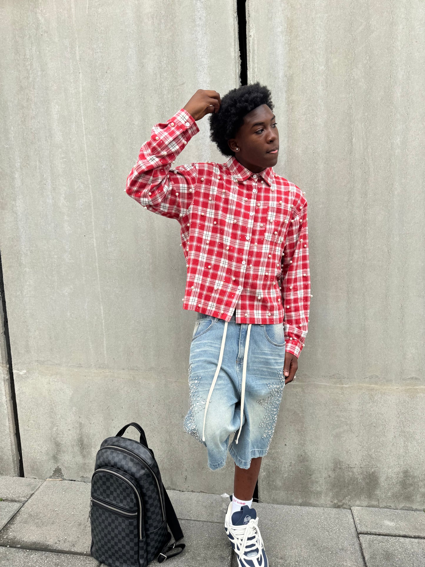 TSA PEARL RHINESTONE FLANNEL