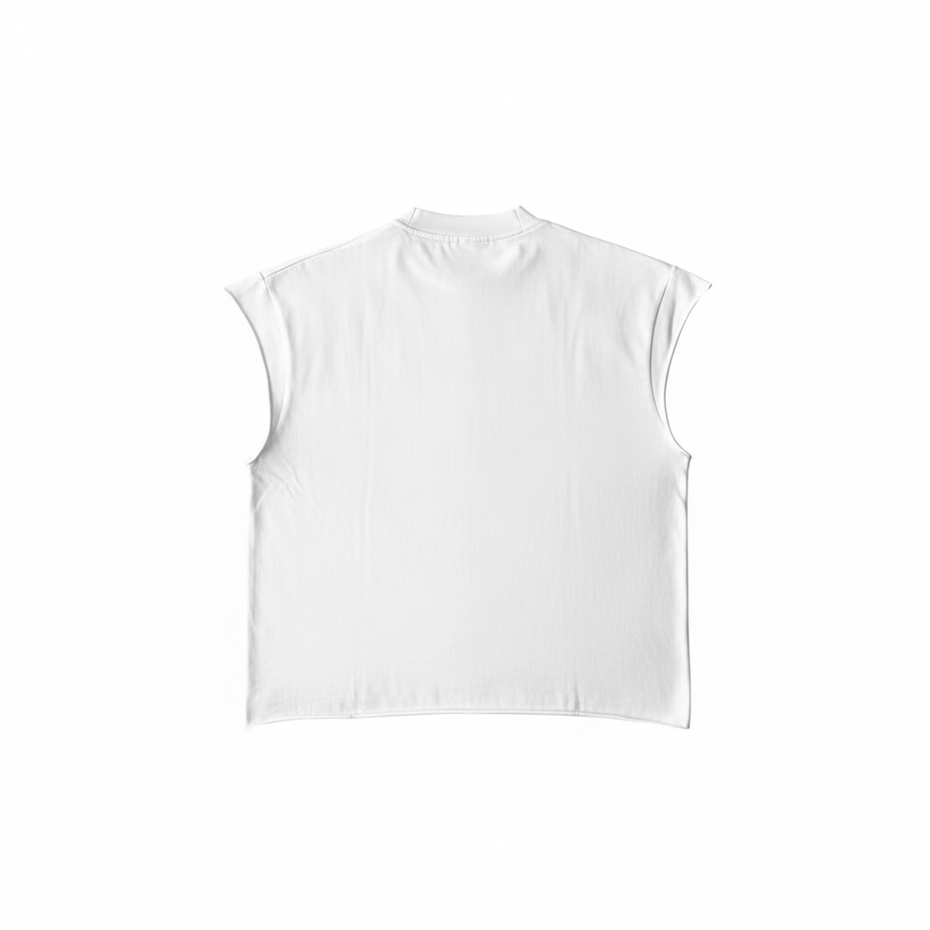 White Sleeveless Tee Back View